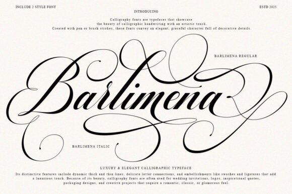 Barlimena Script Italic: A Refined Typeface for Modern Branding